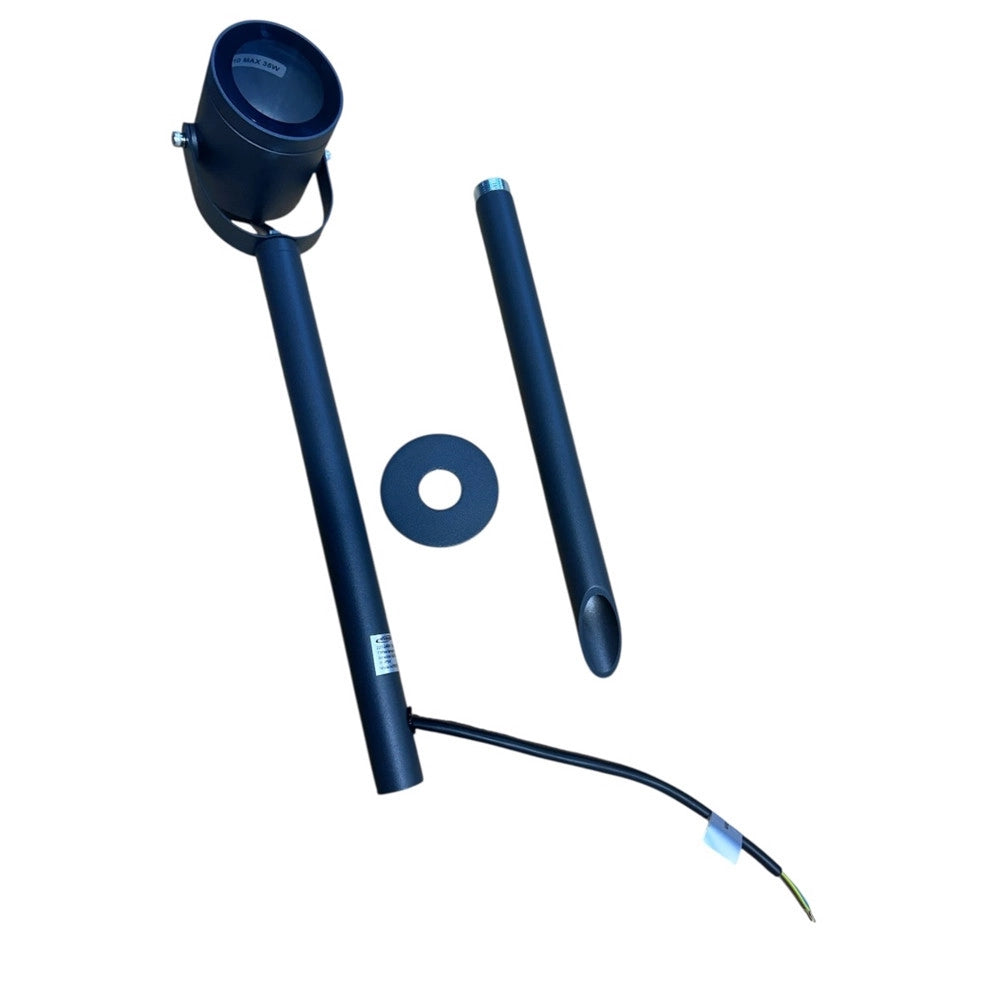 Trade Shop - Faretto Grande Da Giardino A Picchetto Gu10 Ip54 In Alluminio Grigio Da Esterno Ps-01 -