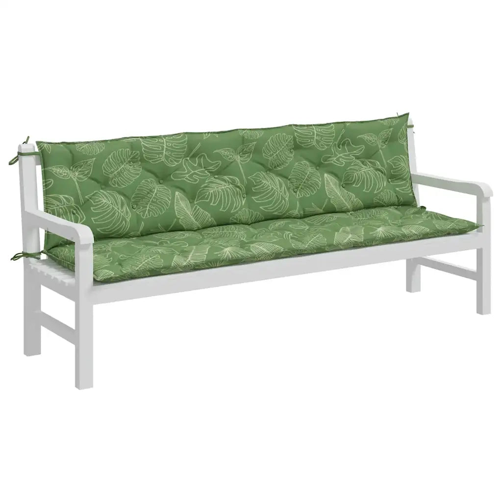 Cuscini Panca Giardino 2 pz Motivo a Foglie 200x50x7 cm Tessuto 361751