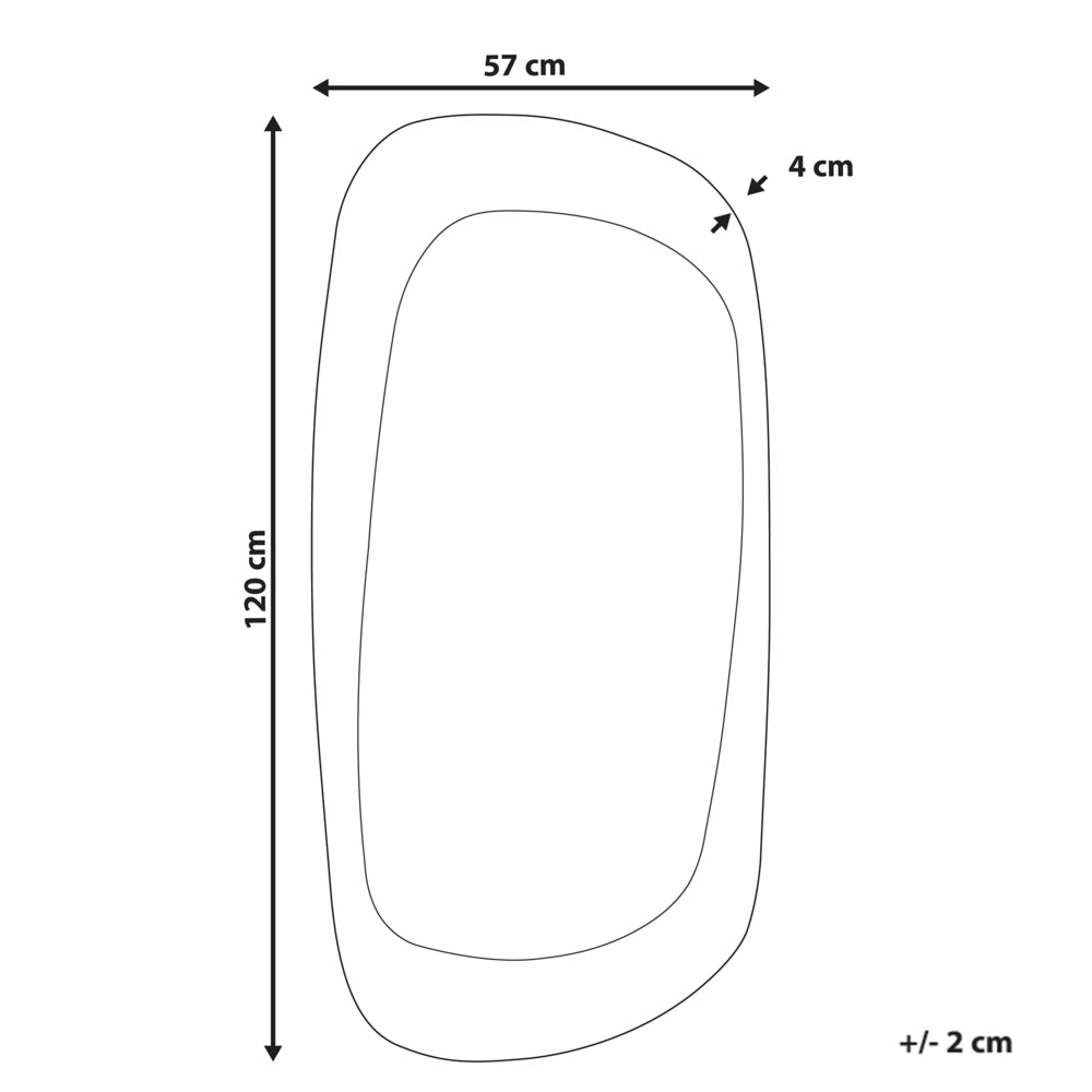 Specchio da parete in legno di gomma marrone 120 x 57 cm Appeso decorativo in stile retrò Asimmetrico