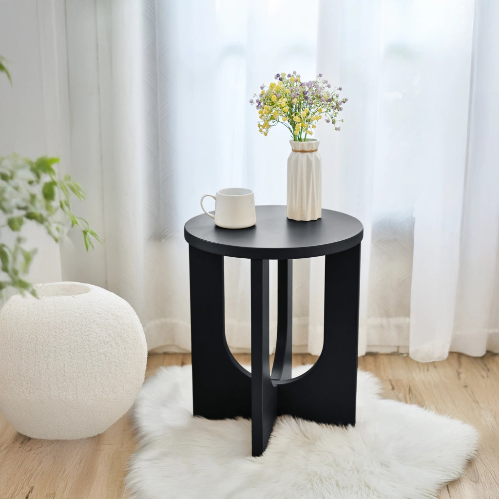 Tavolino da Caffè Kysdajore Piano Rotondo 50x40 cm Nero [en.casa]