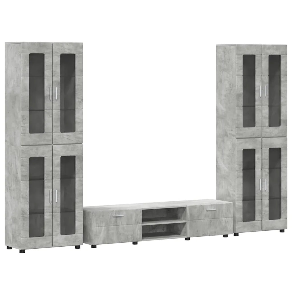 Set mobile TV con porta FLORIN Grigio cemento Legno multistrato