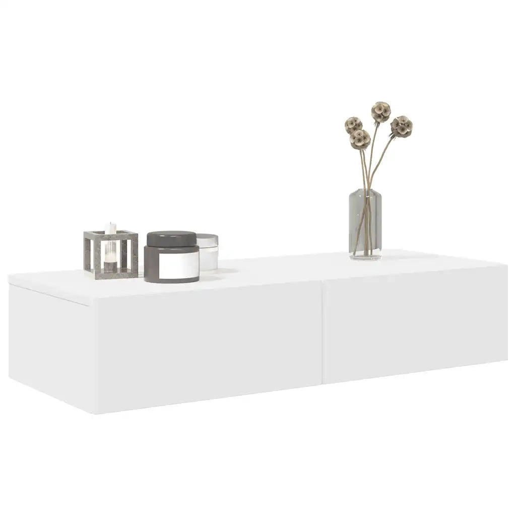 Scaffale a Parete con Cassetti Bianco 80x33x17 cm in Truciolato