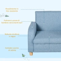 Poltrona per Bambini in Tessuto per Cameretta con Imbottitura, Max. 65 kg, 49x45x44 cm, Blu