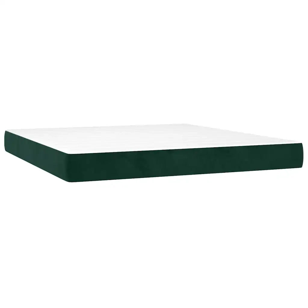 Letto a Molle con Materasso e LED Verde Scuro 160x200cm Velluto 3139574
