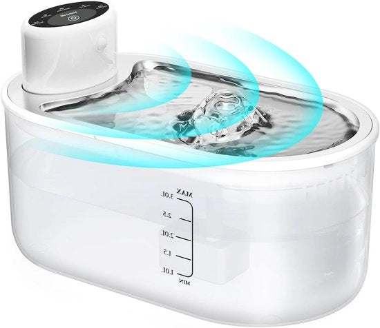 Fontana per gatti alimentata a batterie da 3L con funzionamento silenzioso - Bianco