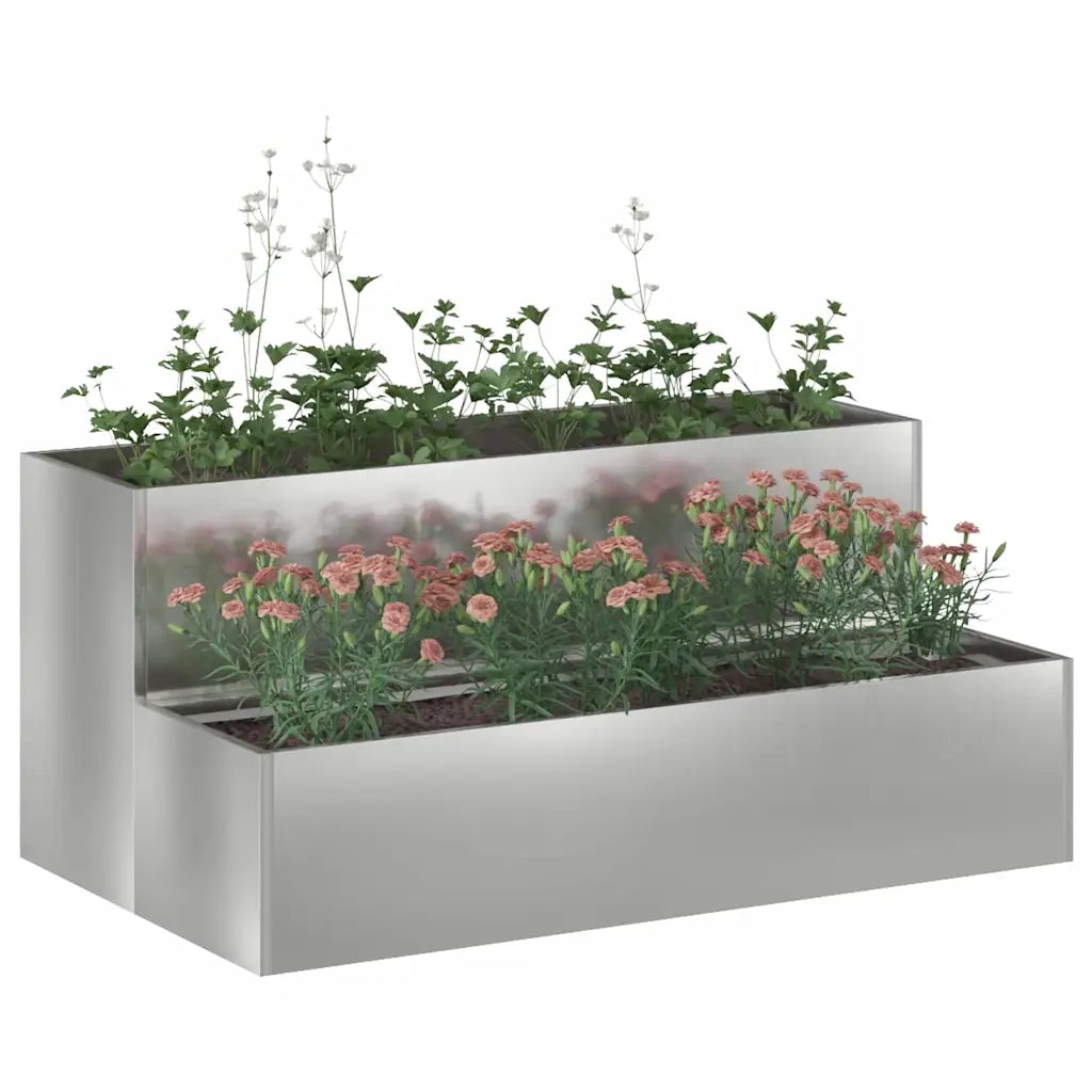 Fioriere | Cassetta per fiori | Vaso da giardino Argento 100 x 60 x 45 cm Acciaio zincato