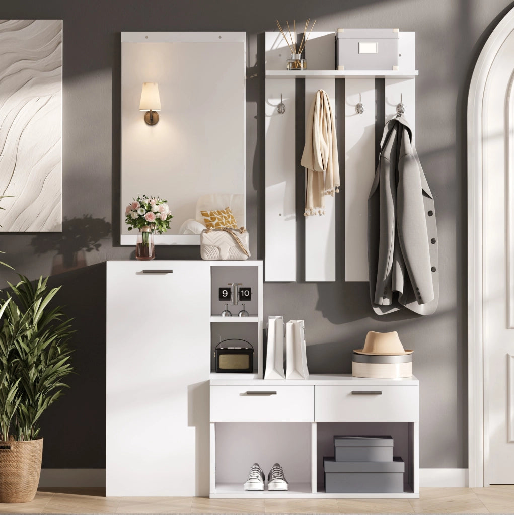 ARMADIO INGRESSO con specchio 120 x 35 x 175,5 cm bianco MDF