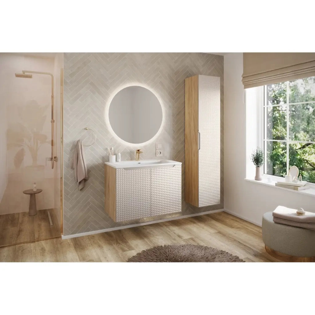 Lavabo da incasso VELOA 80 cm ceramica bianco opaco design moderno ovale