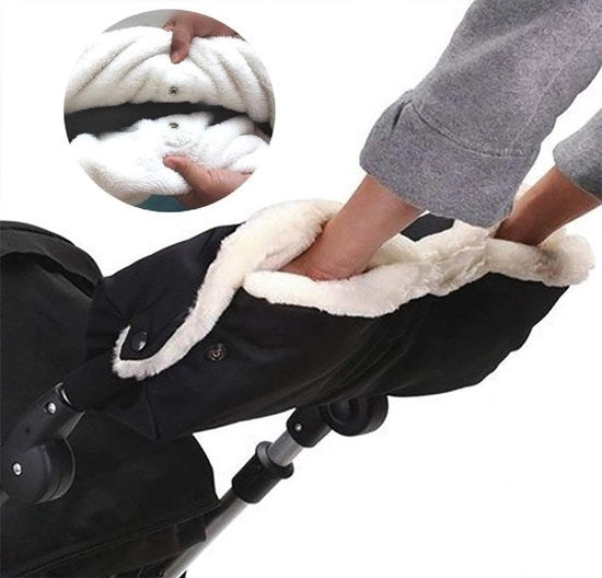 Borsa di calore per bambini - Manopole per bambini - Impermeabile - Rivestimento in lana - Manopole per buggy - Nero