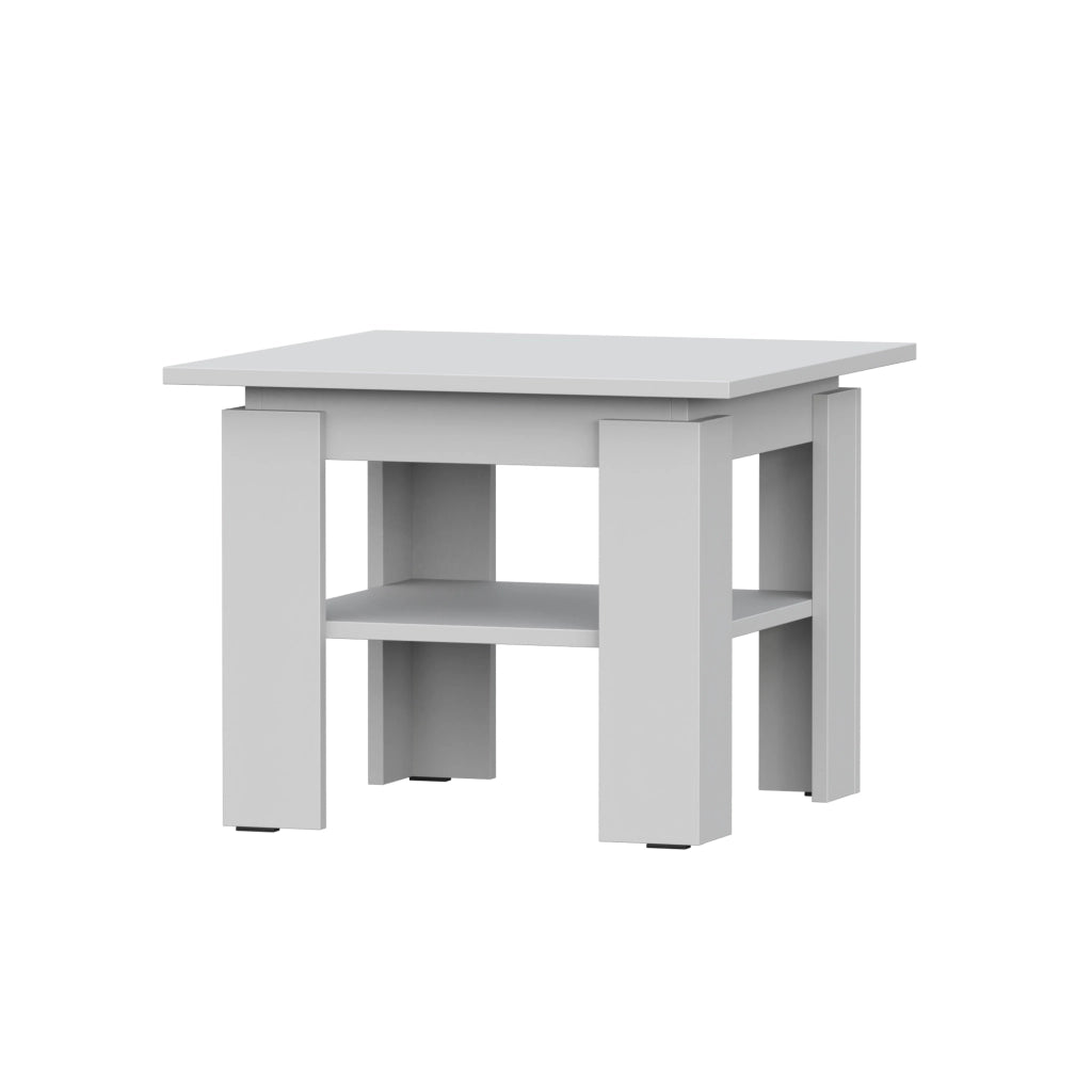 Tavolino, Tavolo da Caff? Sola - Bianco - Mensola Aggiuntiva - Larghezza 55 cm, Altezza 43 cm, Profondit? 55 cm