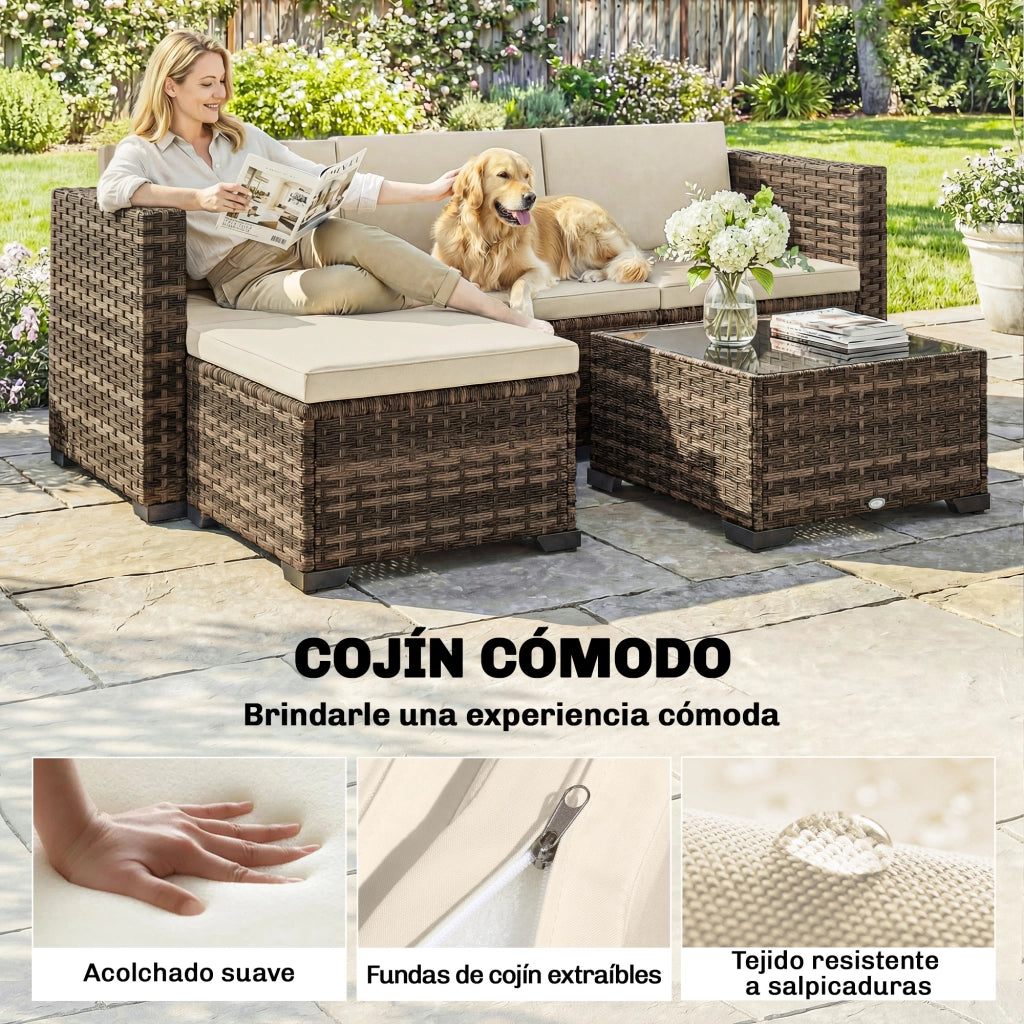 Set da giardino 5 pezzi in rattan con cuscini ¨C zephmum ¨C grigio