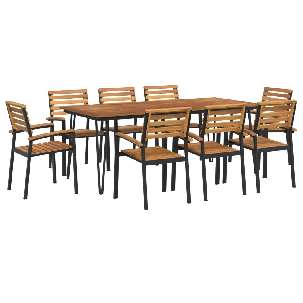 vidaXL Set Pranzo da Giardino 9 pz Legno Massello di Acacia e Metallo