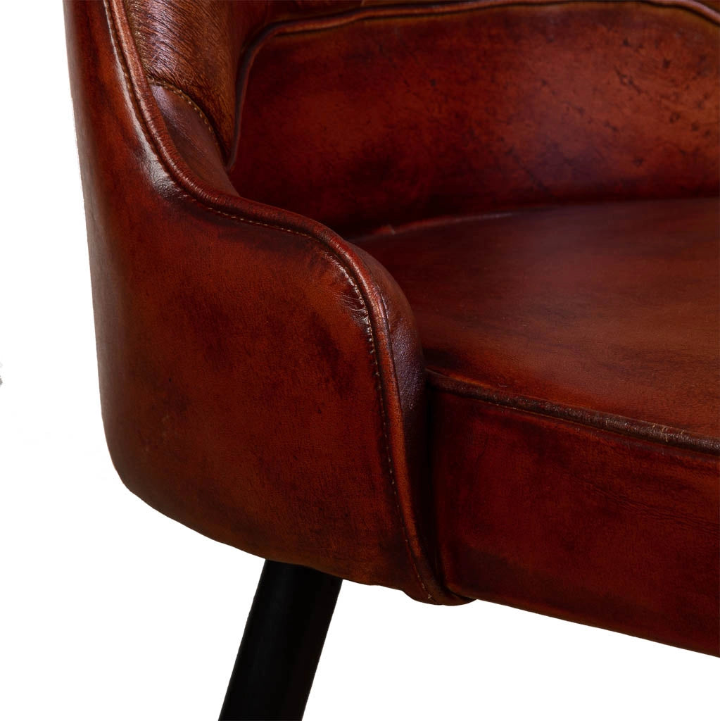 Sedia rivestita in pelle marrone 51x58x91h
