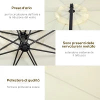 Ombrellone Decentrato da Giardino con Base a Croce Inclusa, in Metallo e Poliestere, 3x2.5 m, Beige