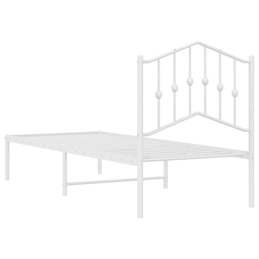Letto singolo | Letto per adulti | Giroletto senza Materaso con Testiera Metallo Bianco 75x190 cm