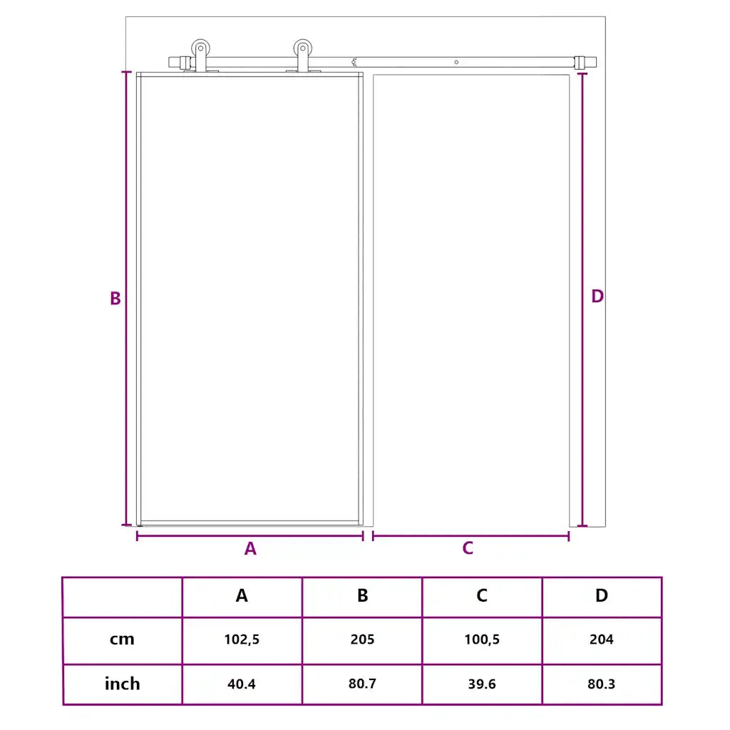 Porta Scorrevole Nera 102,5x205 cm Vetro Temperato e Alluminio 155227