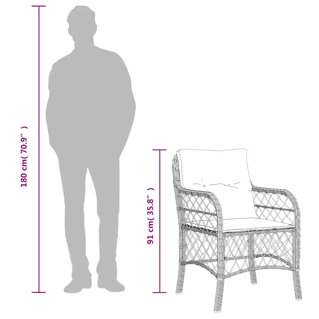 Set da Pranzo da Giardino 9 pz con Cuscini Nero in Polyrattan 3212041