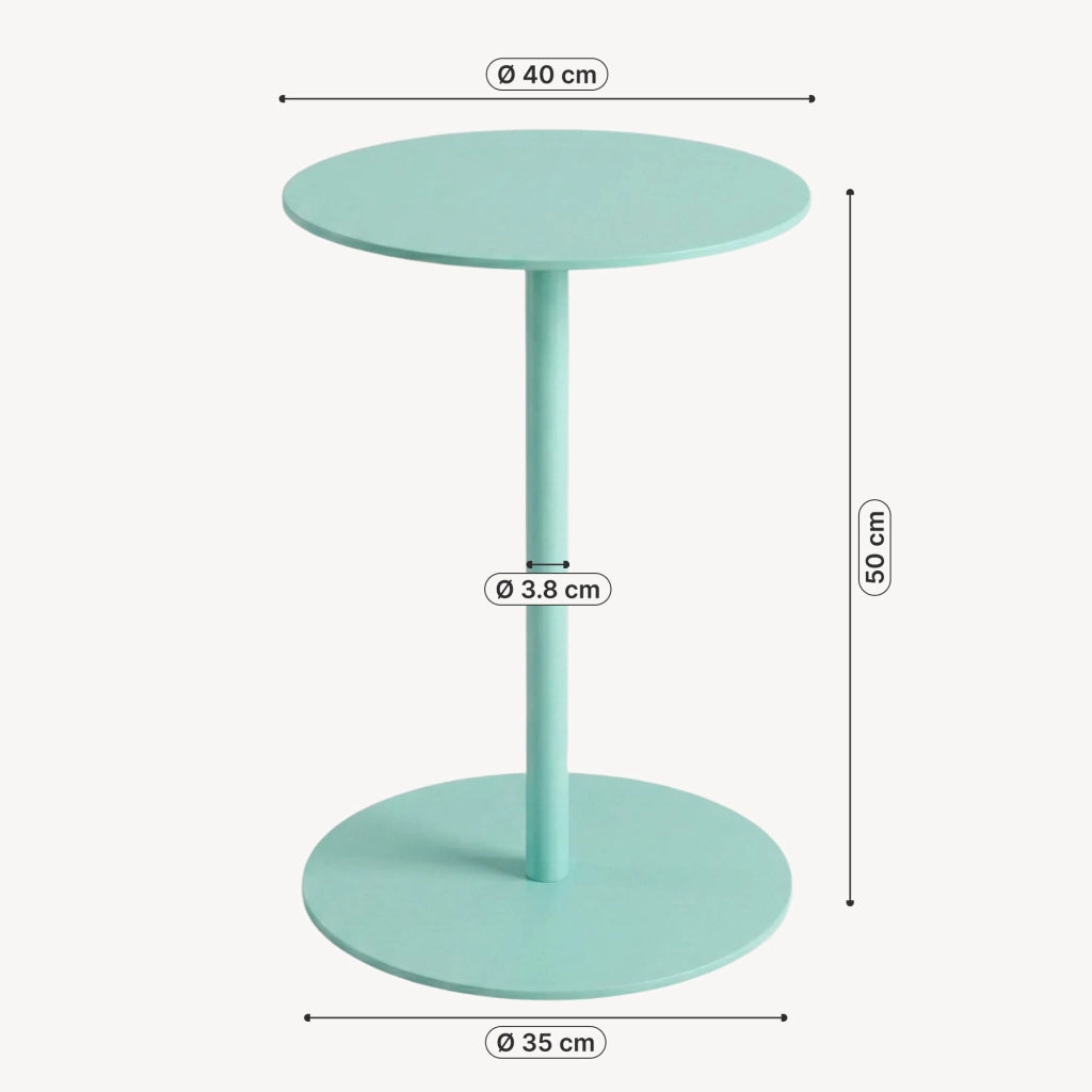 Tavolino Laterale da Divano Nastätten Metallo Piano Rotondo - Menta Verde [en.casa]