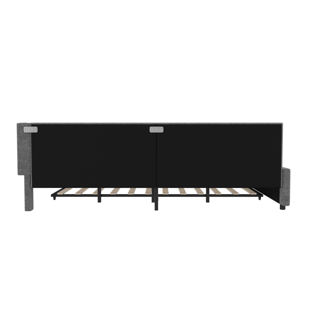 Letto estraibile 140x200 cm grigio con LED, USB-C e vani contenitore