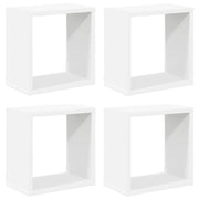4 pz Mensole Parete | Mensola sospesa a Cubo Bianche 26x15x26 cm