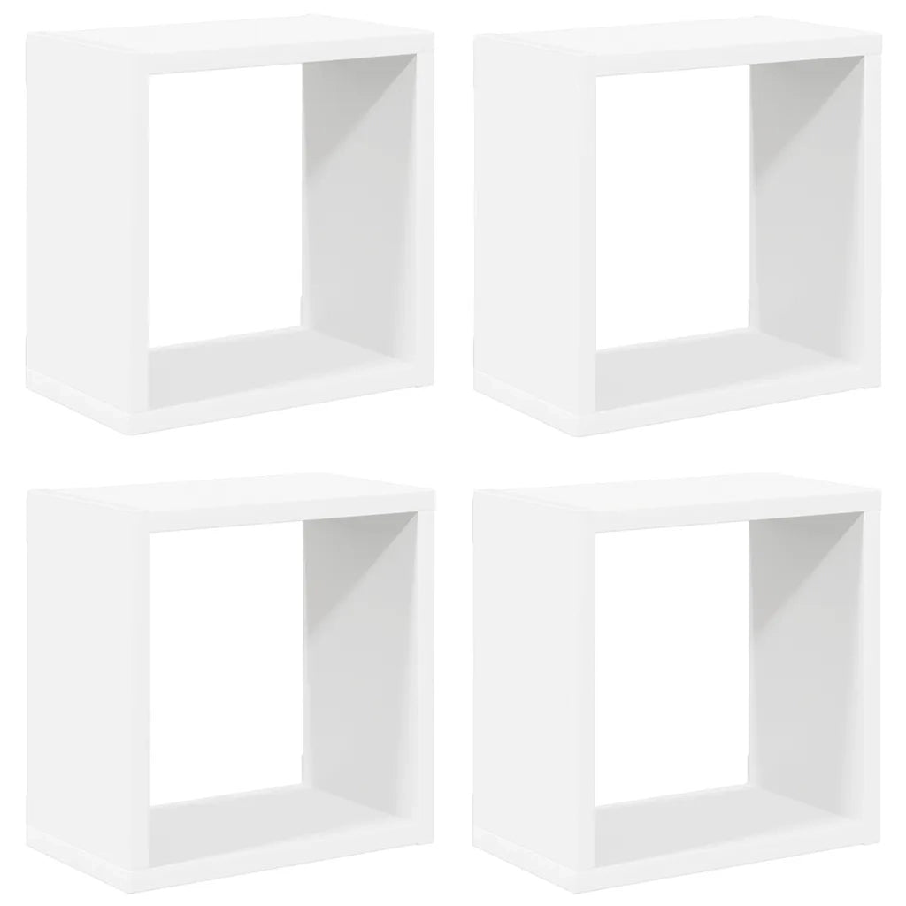 4 pz Mensole Parete | Mensola sospesa a Cubo Bianche 26x15x26 cm