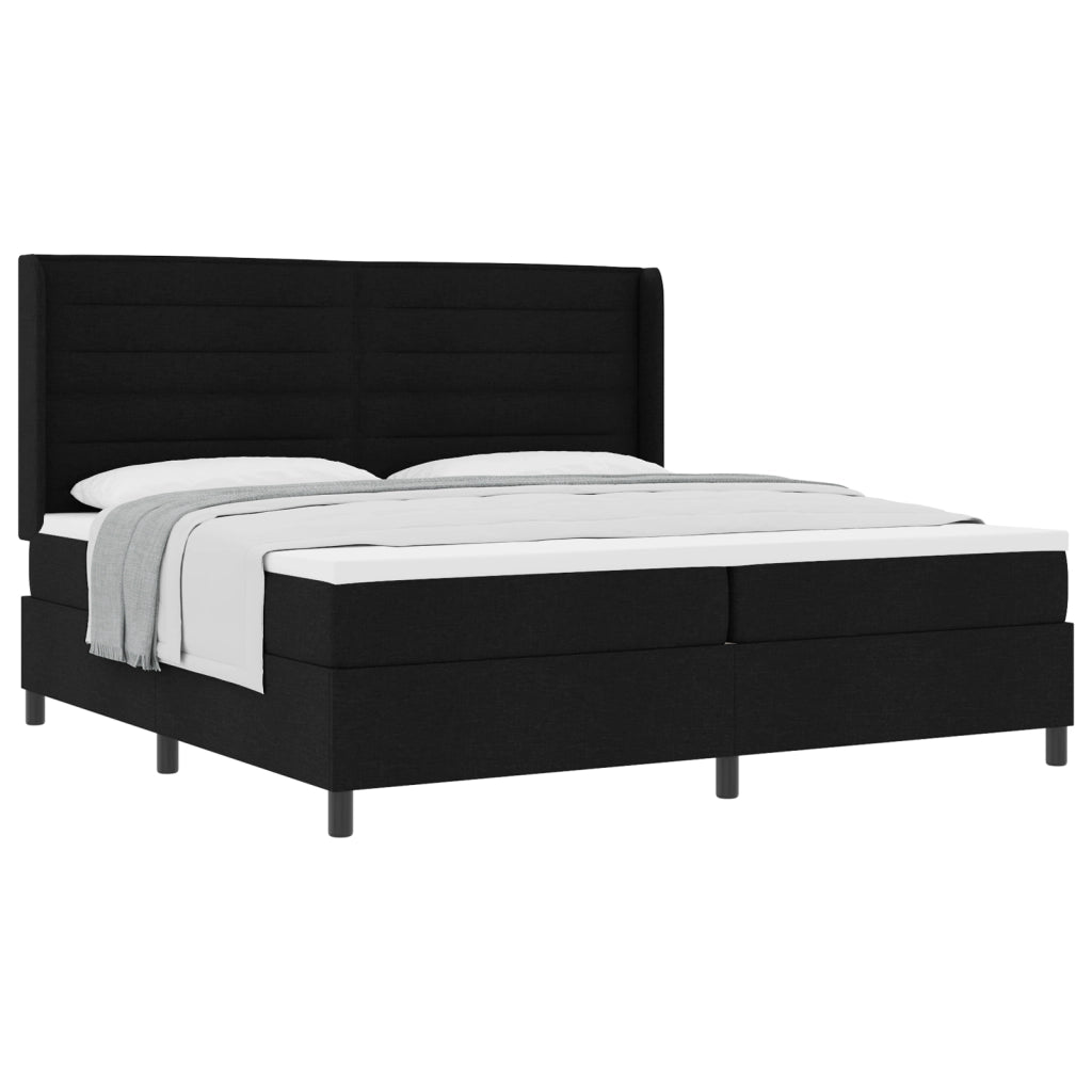 Letto Box Spring con Materasso Nero 200x200 cm in Tessuto