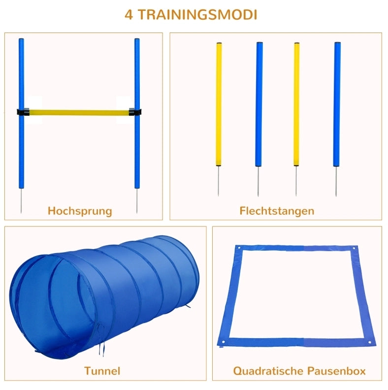Set agility per cani con tunnel e ostacoli
