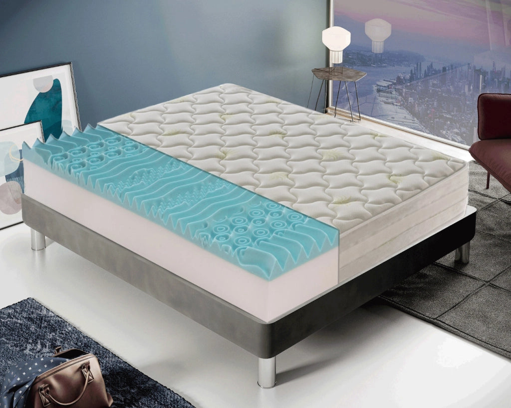 Materasso Piazza e Mezza 140x190 in Memory Foam 9 Zone differenziate - alto 25 cm - Rivestimento all'aloe