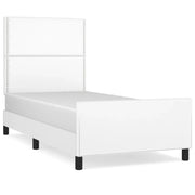 Letto singolo | Letto per adulti | Giroletto con Testiera Bianco 100x200 cm in Similpelle