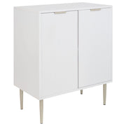Credenza MDF bianco 2 ante 2 ripiani Gambe in metallo Maniglie elegante classico