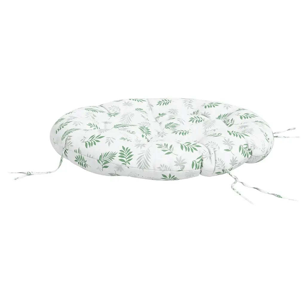 Cuscino Rotondo Motivo a Foglie Ø 100x11 cm in Tessuto Oxford 361980