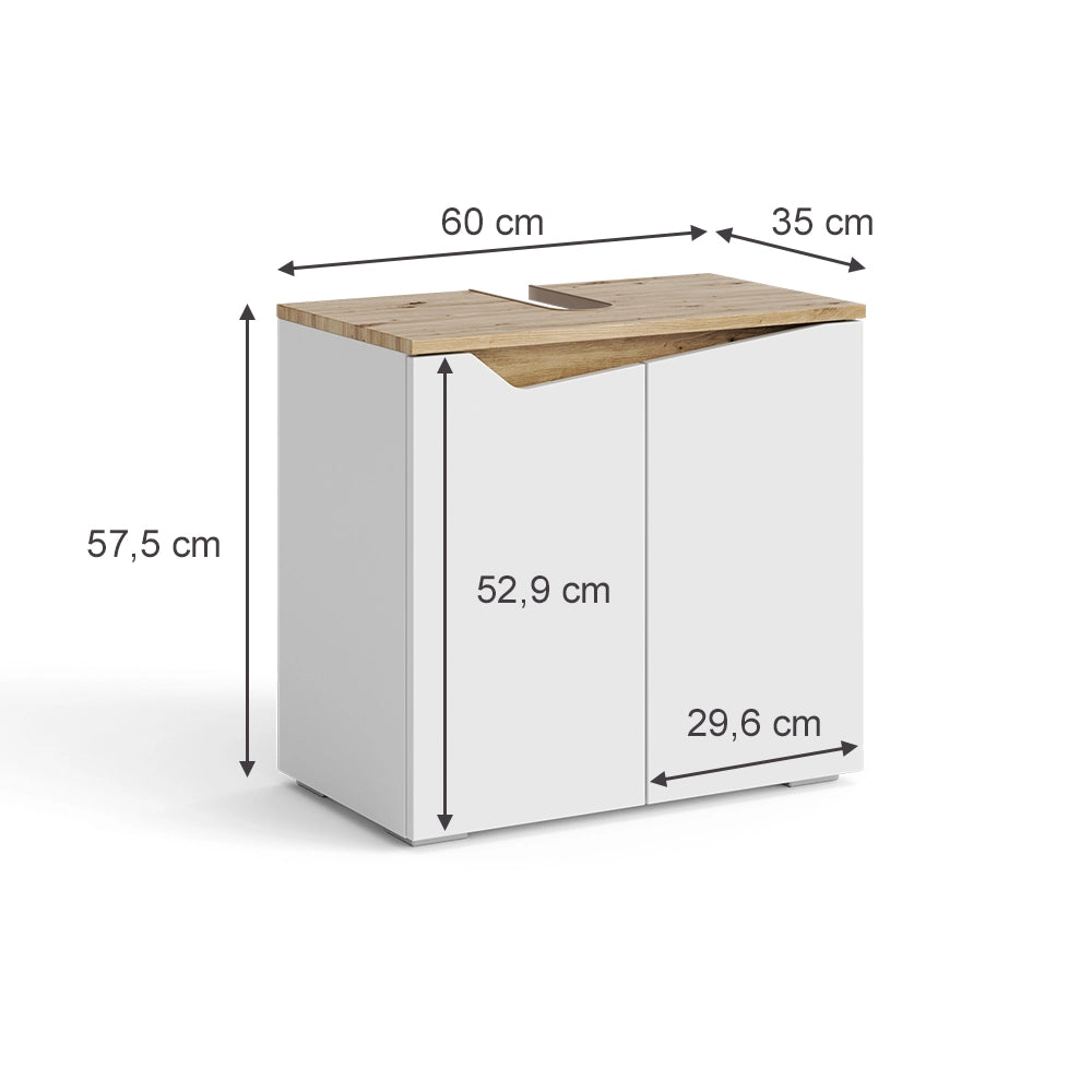 Vicco Mobile sottolavabo per bagno Bianco 60 x 57.5 cm con 2 porte