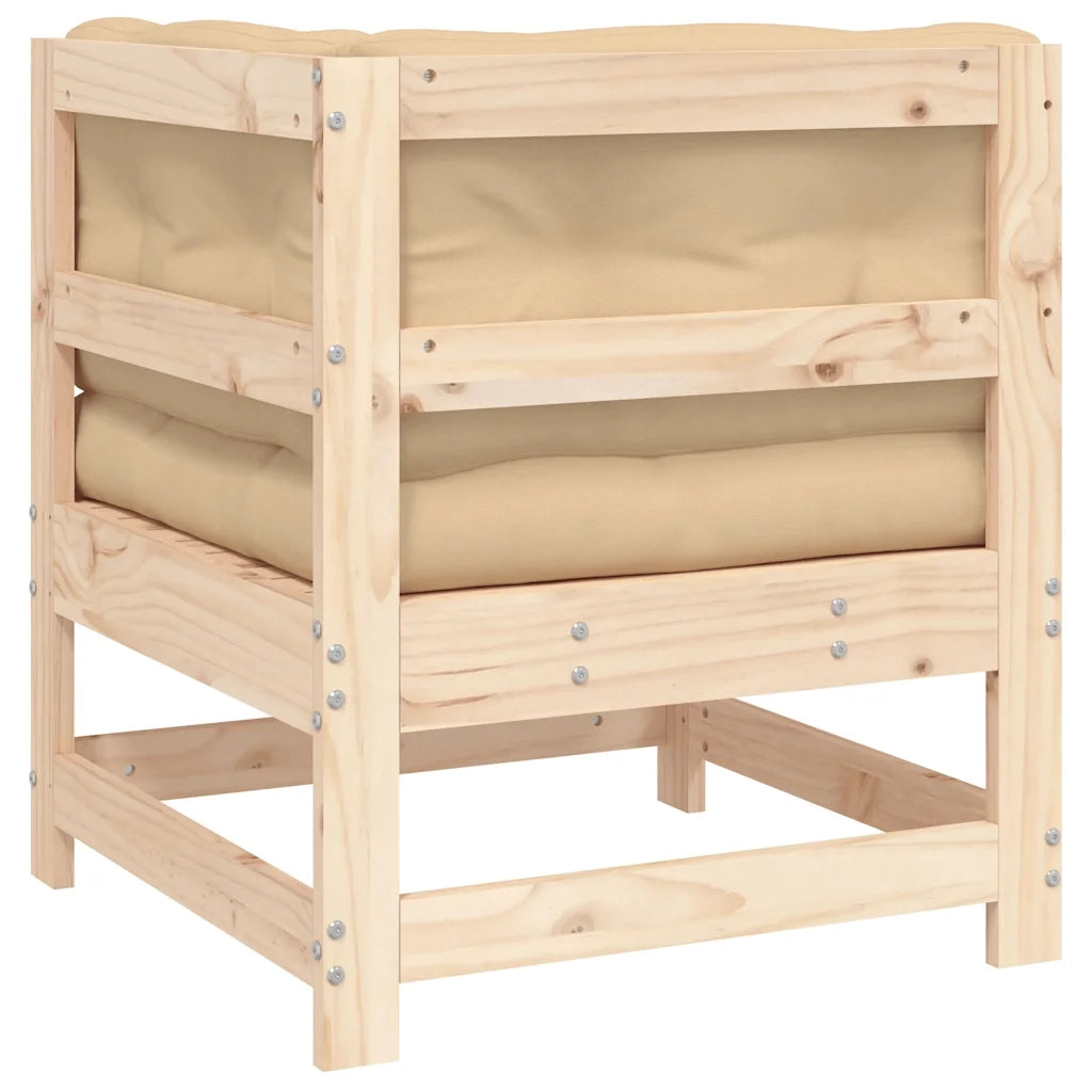 Divano Angolare con Cuscini in Legno Massello di Pino 825541
