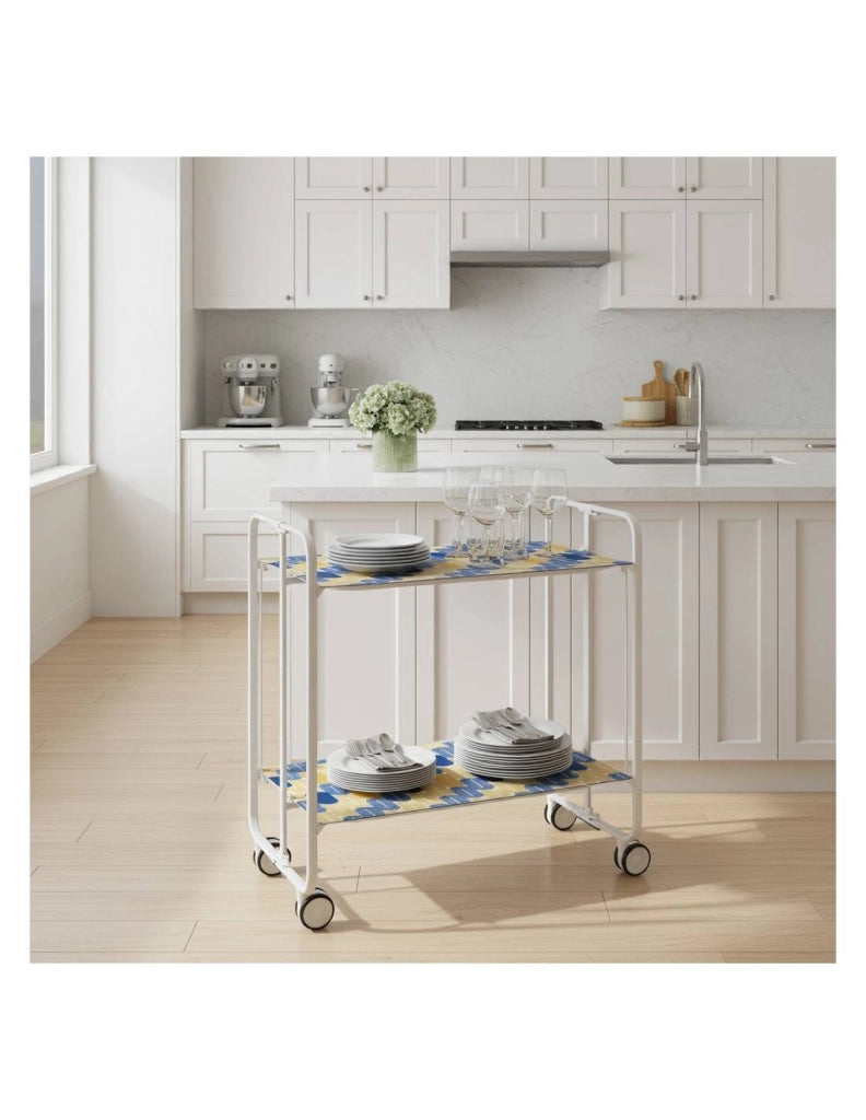 Carrello da cucina pieghevole bianco con ruote BAUHAUS 2 ripiani