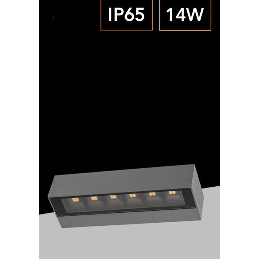 Trade Shop - Applique Led Da Esterno A Doppia Emissione 14 Watt Cct 3 Tonalità Di Luce Ip65 176-3c - Grigio