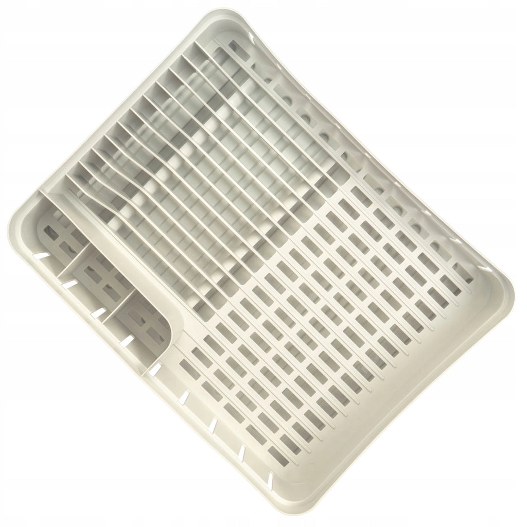 Scolapiatti KADAX con supporto per posate, vassoio in plastica bianca da 39 cm
