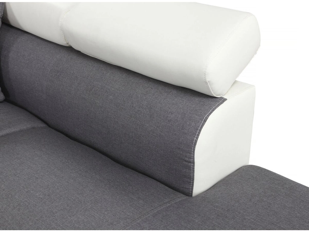 Divano ad angolo convertibile "Sophia luxe" - 265 x 190,5 x 80/91 cm - Bianco / Grigio - 5 posti - Angolo sinistro