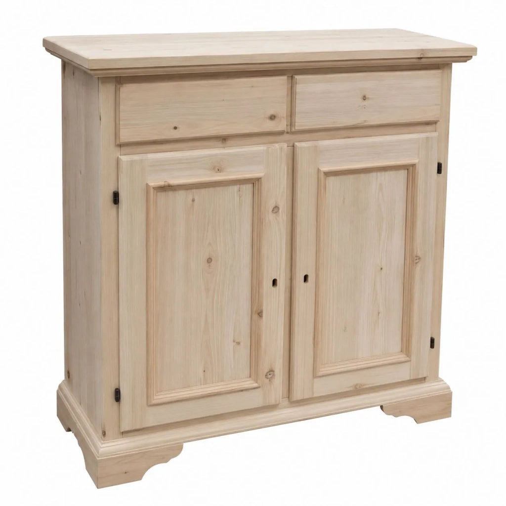 Credenza 2 porte 2 cassetti legno grezzo 90x40x94 (5011) - Mobili 2G