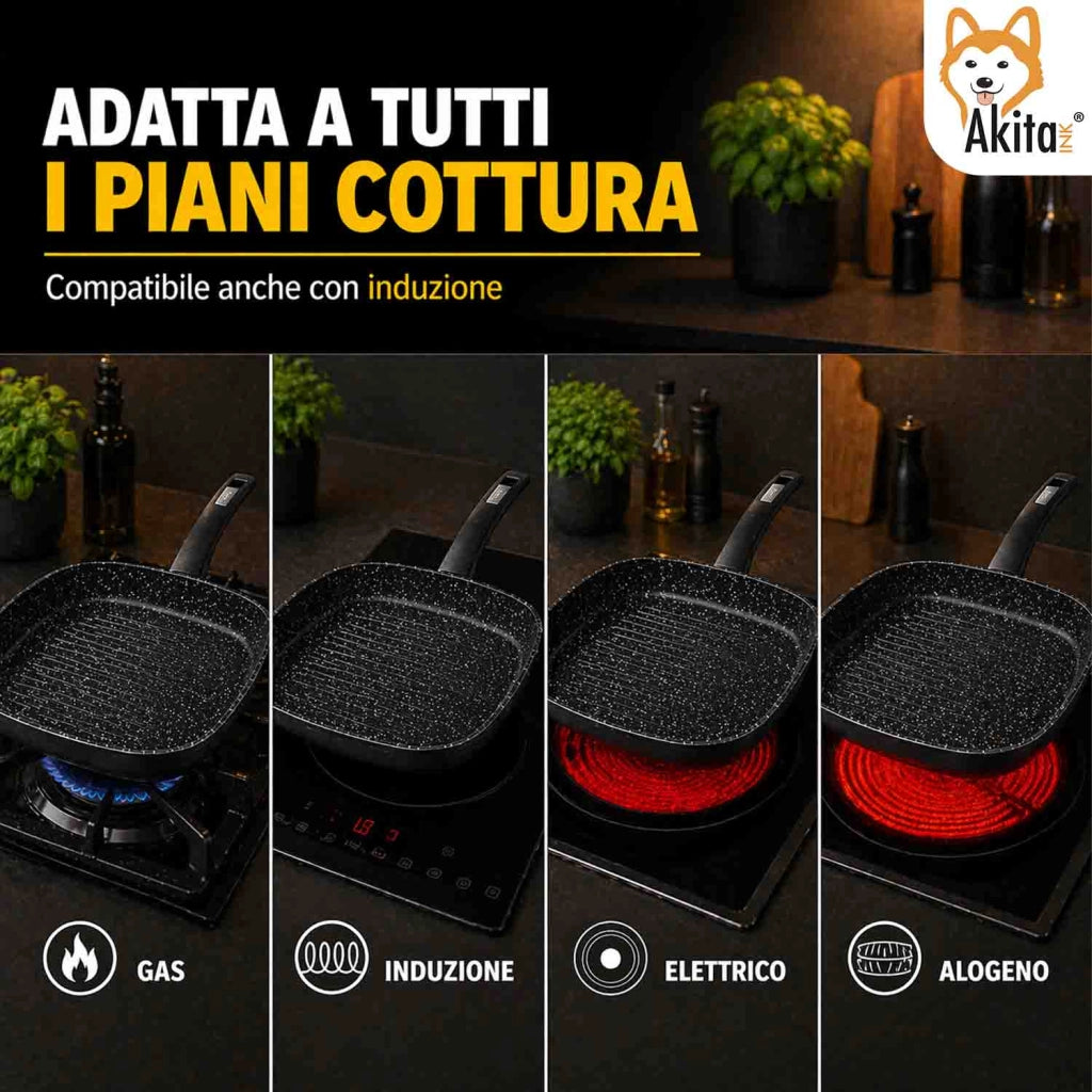 Akitaink Bistecchiera Grill 28x28 cm Antiaderente