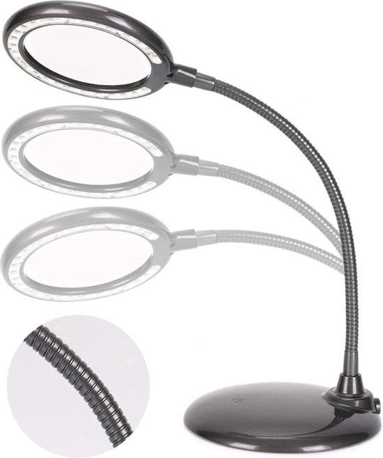 Vergrootspieglio con luce - Vergrootspieglio su stantuffo - Vergrootspieglio - Vergrootspieglio per adulti e bambini - Nero