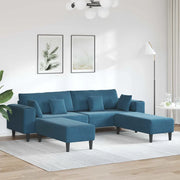 vidaXL Divano in Velluto con cuscino 3 pcs Blu 208 cm Velluto