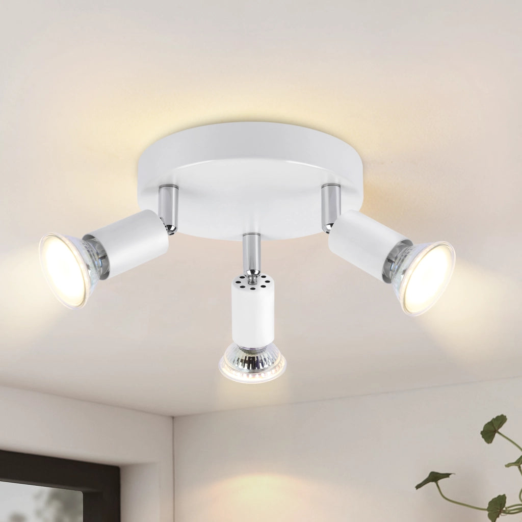 ZMH Faretto da soffitto bianchi 3 luci GU10 moderni rotondi orientabili 350° per cucina soggiorno senza lampadina