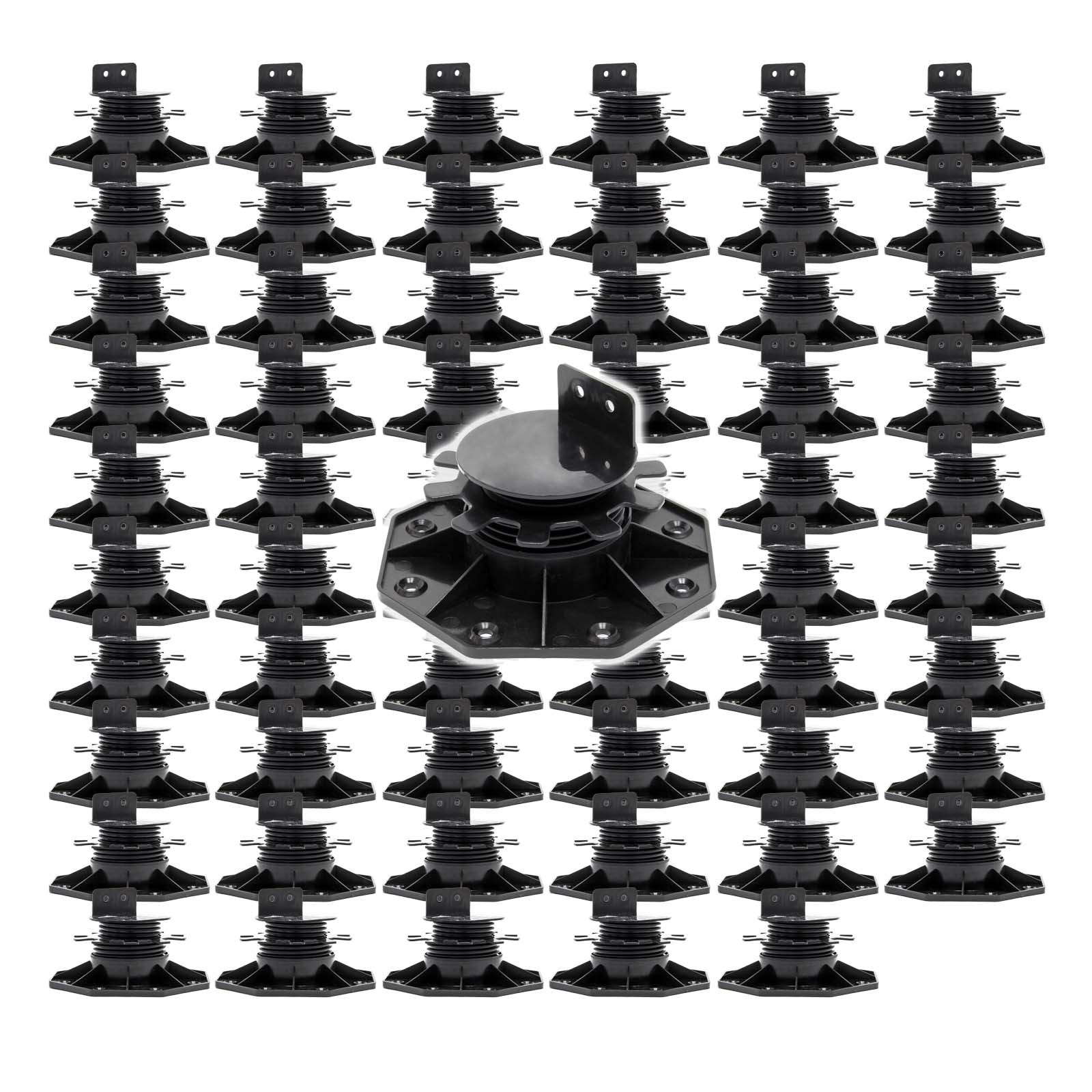 Set 60 supporti per pavimenti galleggianti, Altezza regolabile 33-64mm Max 2700 kg, Piedini Decking