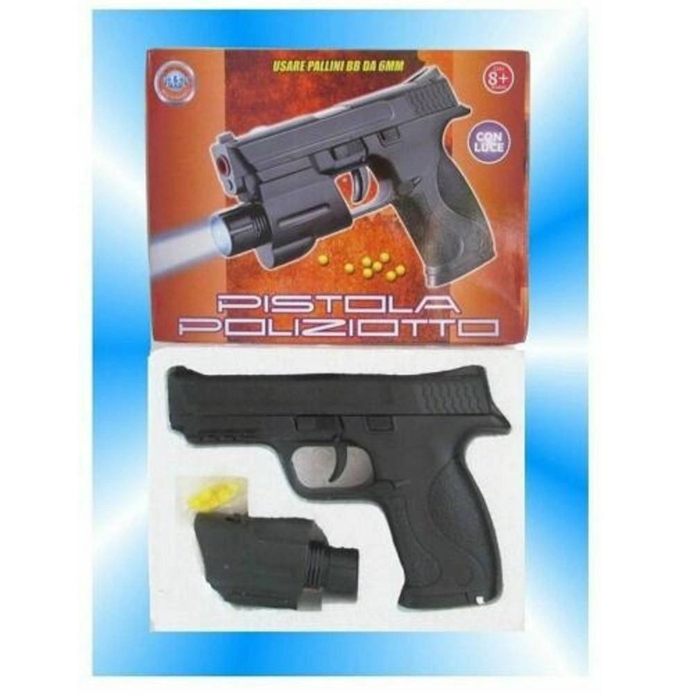 Trade Shop - Pistola Da Poliziotto Con Luce Gioco Arma Giocattolo Per Bambini Spara Pallini -