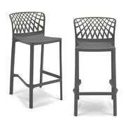 Set 2 Sgabelli Grigio Metal in polipropilene ARKO con poggiapiedi H65, MADE IN ITALY, resistente ai raggi UV, design moderno, ideale per sala da pranzo, cucina, bar, ristoranti o giardino