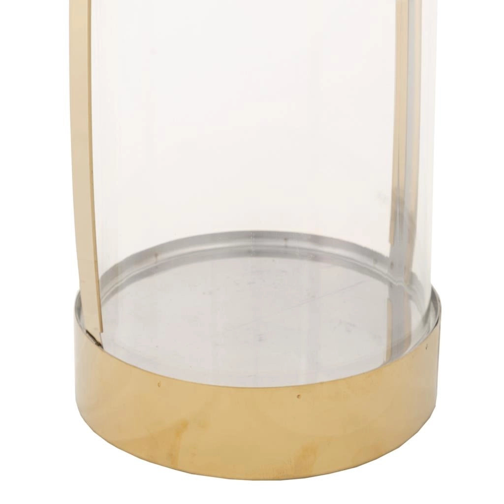 Lanterna in acciaio inox e vetro oro 12,5x12,5x23h