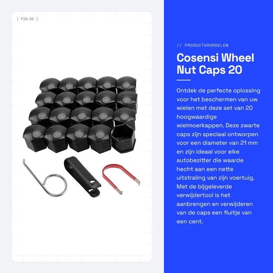 Set di copritubi 21 mm - 20 pz - Inclusa chiave di svincolo - Robusto - Duraturo - Protezione contro la corrosione - Copritubi