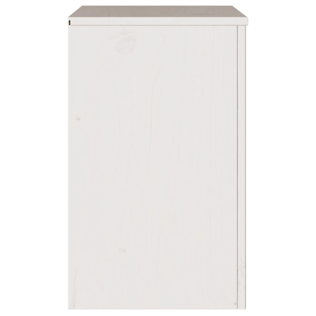 Comodino  "DRAMMEN" Bianco 45x35x56 cm in Legno solidale di Pino
