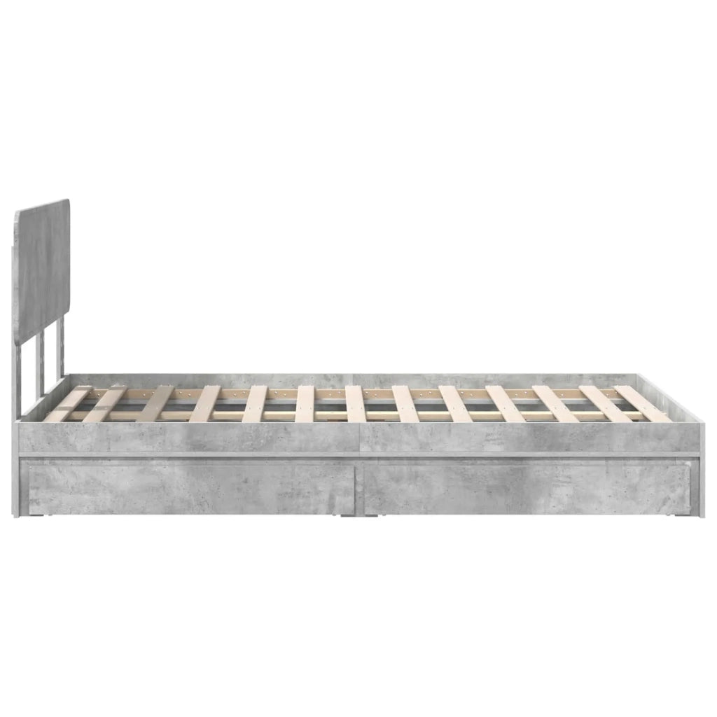 Letto con Contenitore con testiera Grigio cemento 135 x 190 cm