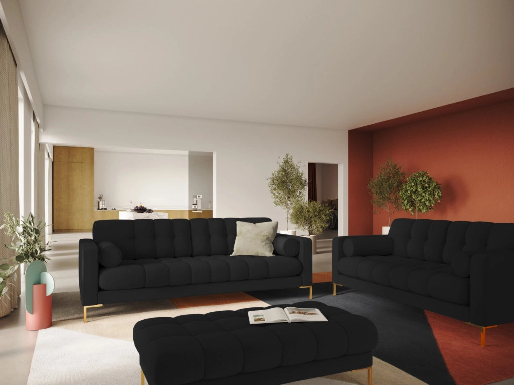 Cosmopolitan Design - Divano "Bali" 4 posti in tessuto strutturato nero 